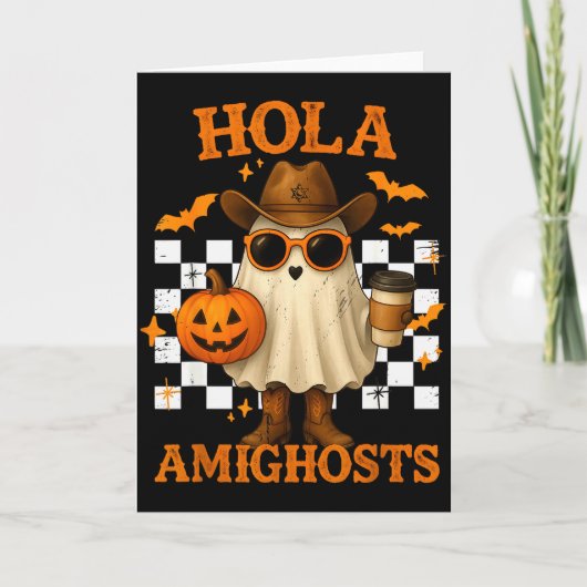 Hola Amighosts Funny Spanish Halloween Cowboy Ghos Karte (Vorderseite)