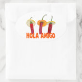 Hola Amigo Ovaler Aufkleber (Tasche)