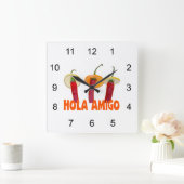 Hola Amigo Quadratische Wanduhr (Zuhause)