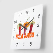Hola Amigo Quadratische Wanduhr (Winkel)