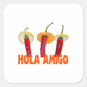 Hola Amigo Quadratischer Aufkleber