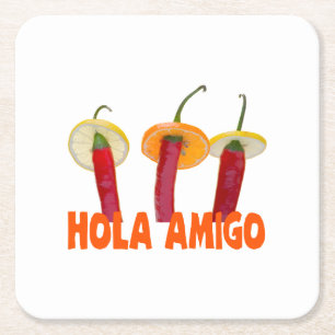 Hola Amigo Rechteckiger Pappuntersetzer
