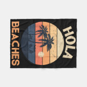 Hola Beaches Funny Beach Urlaub Retro Sonnenunterg Fleecedecke (Vorderseite (Horizontal))
