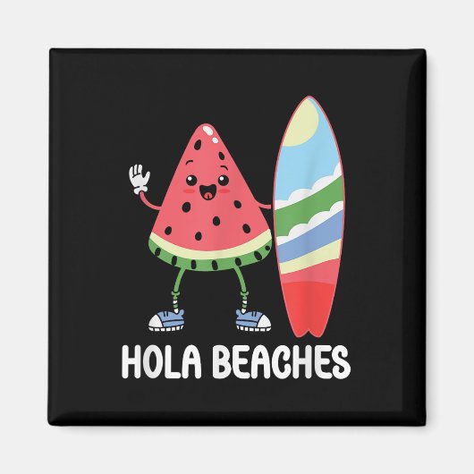 Hola Beaches Niedlich Kawaii Watermelon Surfboard Magnet (Vorne)