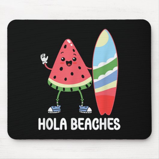 Hola Beaches Niedlich Kawaii Watermelon Surfboard Mousepad (Vorne)