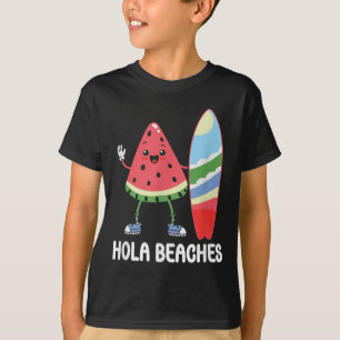 Hola Beaches Niedlich Kawaii Watermelon Surfboard  T-Shirt