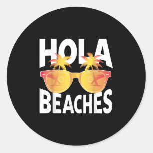 Hola Beaches Tropical Palm Trees Runder Aufkleber
