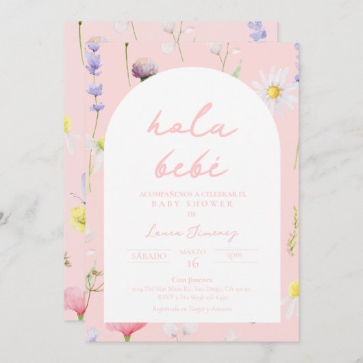 Hola Bebe Flor Invitación Spanien Einladung (Vorne/Hinten)