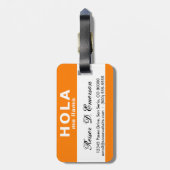 hola ich heiße (orange) gepäckanhänger (Rückseite vertikal)