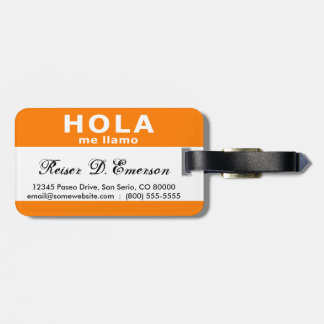 hola ich heiße (orange) gepäckanhänger