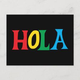 Hola in farbenfroher typografischer Gestaltung Postkarte