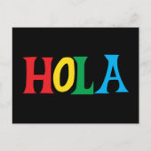 Hola in farbenfroher typografischer Gestaltung Postkarte (Vorderseite)