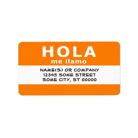 Hola me llamo (orange) adressaufkleber (Vorne)