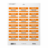 Hola me llamo (orange) adressaufkleber (Vorne)