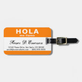 Hola me llamo (orange) gepäckanhänger (Vorderseite horizontal)