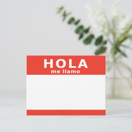 Hola me llamo postkarte (Stehend Vorderseite)