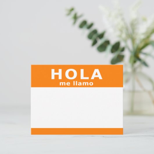Hola me llamo postkarte (Stehend Vorderseite)