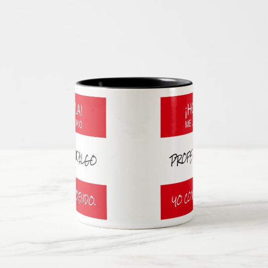 "Hola Me Llamo" Profe Spanischen Lehrer Geschenk T Zweifarbige Tasse (Mittel)