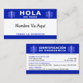 HOLA me llamo y tengo la demencia Visitenkarte (Vorne/Hinten)