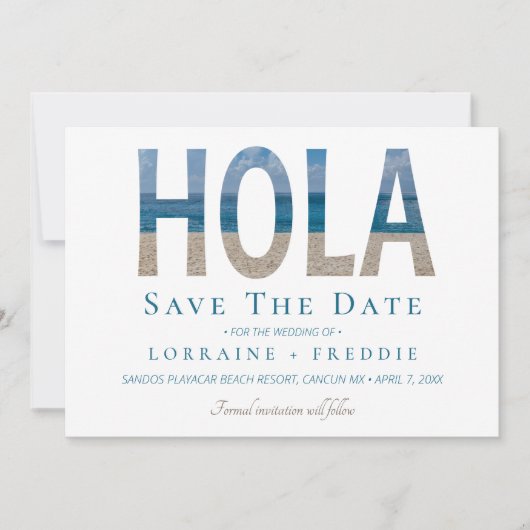 Hola Mexican Beach Wedding Save the Date (Vorderseite)