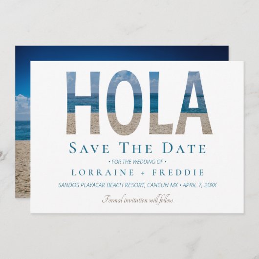 Hola Mexican Beach Wedding Save the Date (Vorne/Hinten)
