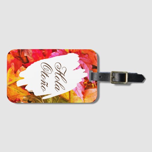 Hola Otoño Einzigartiger Herbst lässt Girly Trendy Gepäckanhänger (Vorderseite (Horizontal))