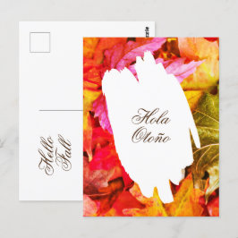 Hola Otoño Hallo Fall farbenfrohe rote Herbstleave Postkarte