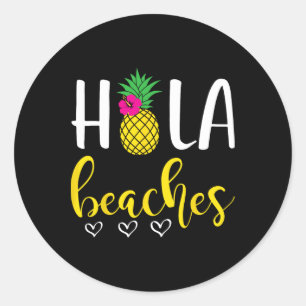 Hola Pineaple Bachelorette Strände Sommer Vacatio Runder Aufkleber