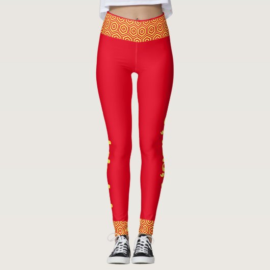 Hola rot und gelb leggings (Vorderseite)