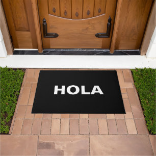 Hola Schwarz-weiß Spanisch hello minimalistisch M Fußmatte