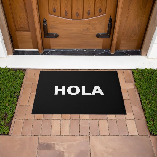 Hola Schwarz-weiß Spanisch hello minimalistisch Mo Fußmatte (Außenbereich)