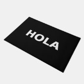 Hola Schwarz-weiß Spanisch hello minimalistisch Mo Fußmatte (Schrägansicht)