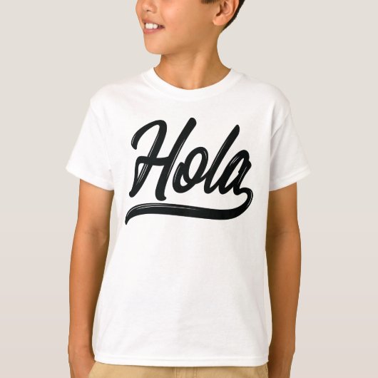 Hola Script (schwarz) T-Shirt (Vorderseite)
