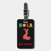 Hola! Spanisches Thema/Senorita/bearbeiteter Text Gepäckanhänger (Vorderseite vertikal)