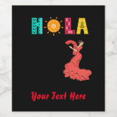 Hola! Spanisches Thema/Senorita/bearbeiteter Text Weinetikett (Einzelnes Label)