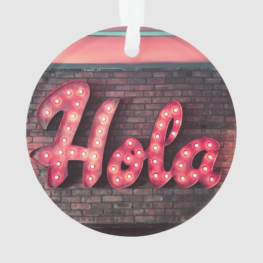 Hola Spanish Hello Neon Sign Ornament (Rückseite)