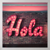 Hola Spanish Hello Neon Sign Poster (Vorne)