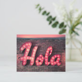Hola Spanish Hello Neon Sign Postkarte (Stehend Vorderseite)