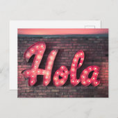 Hola Spanish Hello Neon Sign Postkarte (Vorne/Hinten)