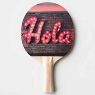 Hola Spanish Hello Neon Sign Tischtennis Schläger