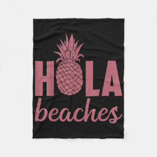 Hola Strände Ananas Funny Beach Vacation Hawaii Fleecedecke
