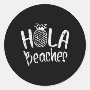 Hola Strände Ananas Funny Tropical Summer Vacat Runder Aufkleber