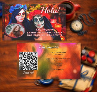 Hola Vallarta Catrinas 1718 QR Code Calling Card Visitenkarte