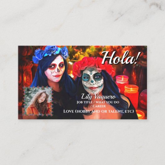 Hola Vallarta Catrinas 1718 Social QR Code Visitenkarte (Vorderseite)