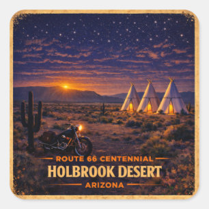 Holbrook Arizona 100 Jahre Wigwam Sonnenuntergangs Quadratischer Aufkleber