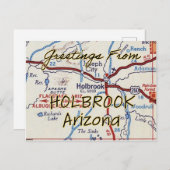 Holbrook AZ Vintag Map Postkarte (Vorne/Hinten)