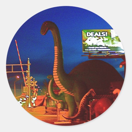 Holbrook Dinosaurier-Rte 66 Runder Aufkleber (Vorderseite)