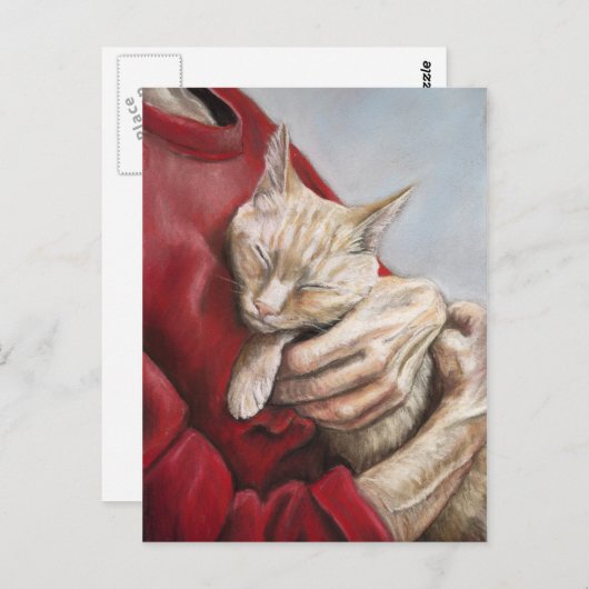 Hold Me Tight Cat Art Postcard Postkarte (Vorne/Hinten)