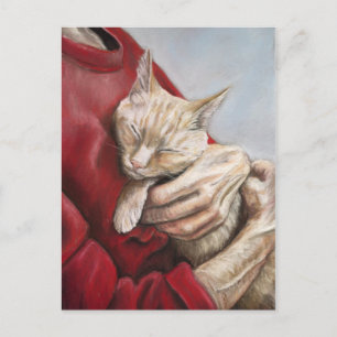 Hold Me Tight Cat Art Postcard Postkarte