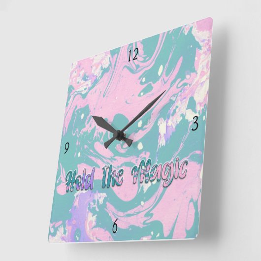 Hold the Magic Quadratische Wanduhr (Winkel)